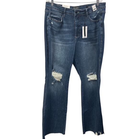 Judy Blue High Rise Control Top Distressed Flare Jeans JB88739 Womens 20W Denim - Picture 1 of 16